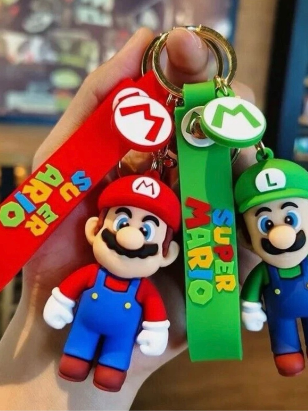 Super Mario & Luigi Silicone Keychain Duo - Red and Green